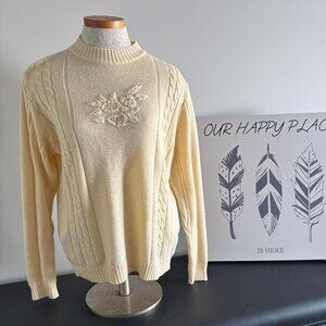 Pretty Vintage Sweater in a Soft Yellow by Haband! - Size Medium